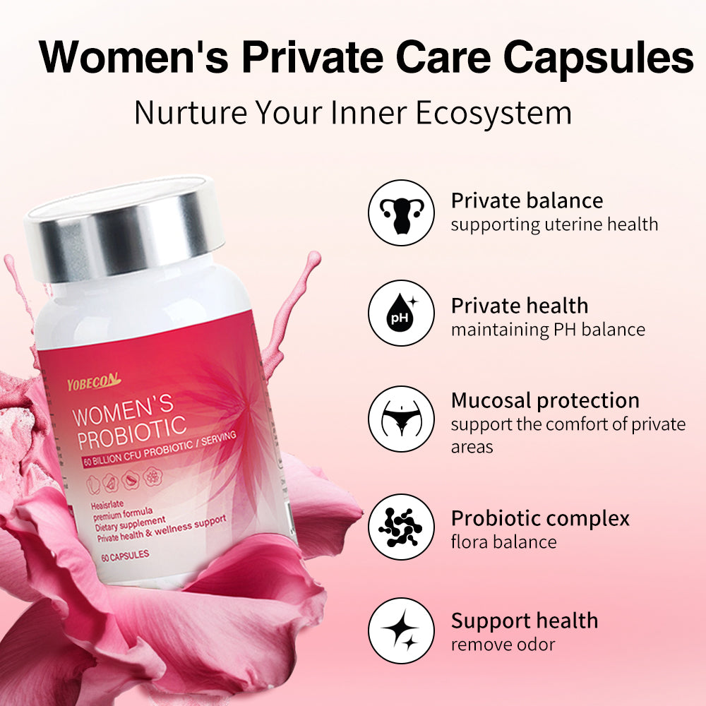 60 Billion probiotics Women's Intimate Probiotic Capsules - PH Balance Odor Control Natural Lubrication Elasticity Cranberry Kacip Fatimah Fenugreek Support for Yeast & Vaginal Health, 60 Gentle Daily Care Capsules Festival perfect gift for women
