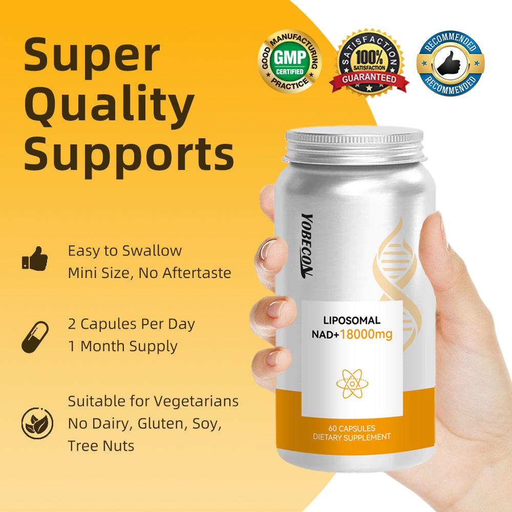 NAD Plus Supplement 18000mg Liposomal NAD+ Quercetin Trans-Resveratrol D-Ribose